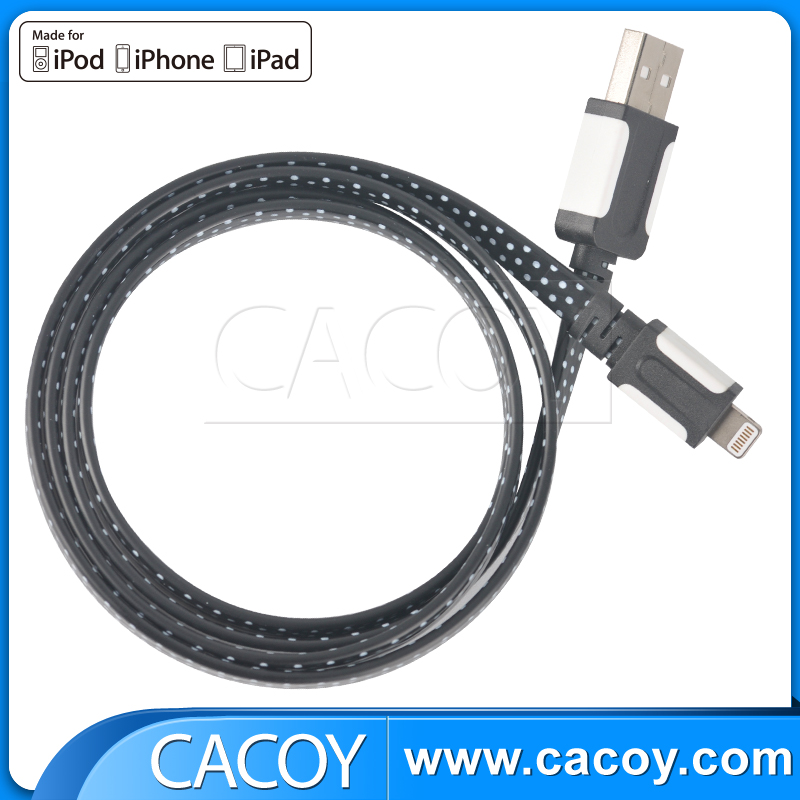 Heat-transfer printing flat MFi certified USB data cable